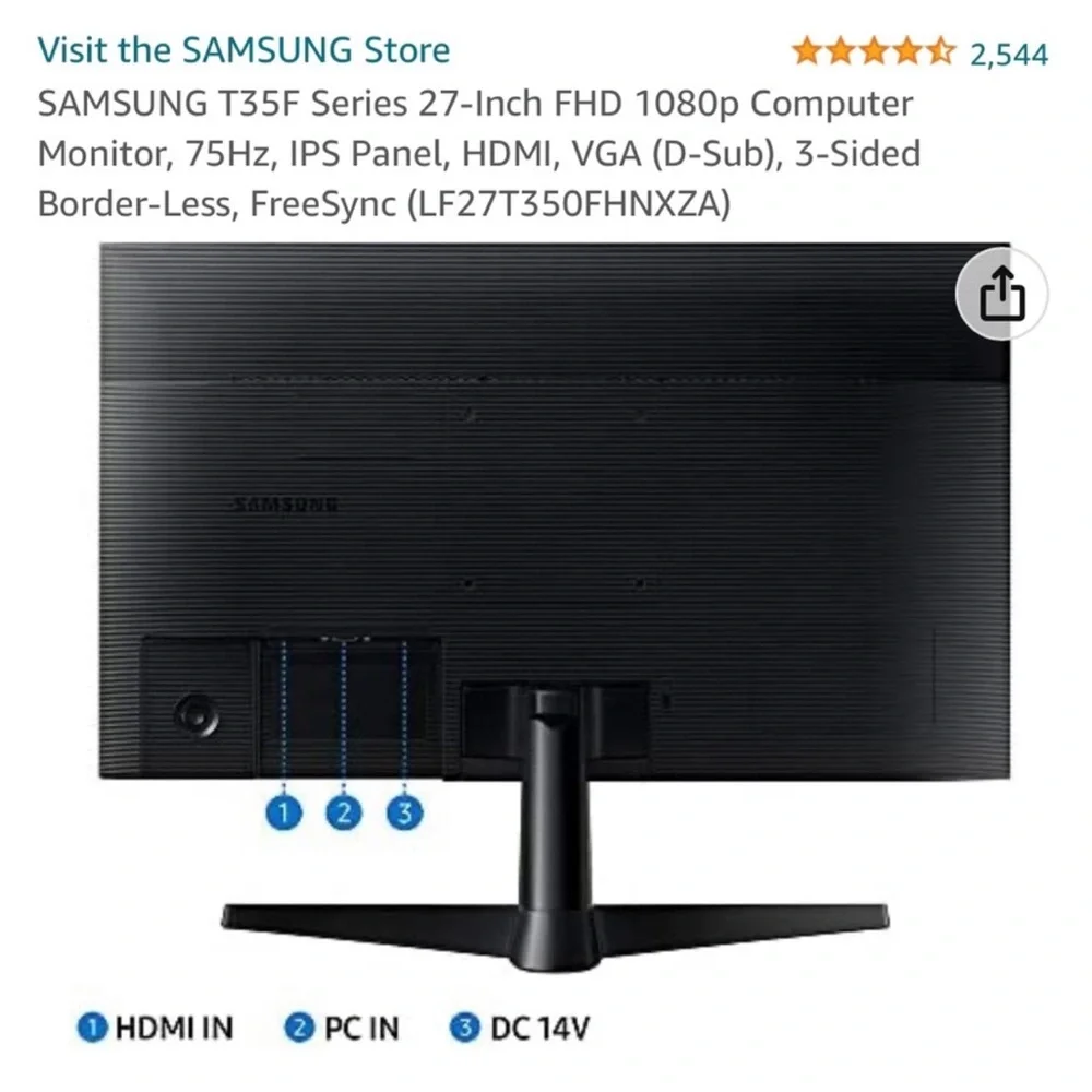 SAMSUNG T35F Series 27-Inch FHD 1080p Computer Monitor, 75Hz - Picture 5 of 10